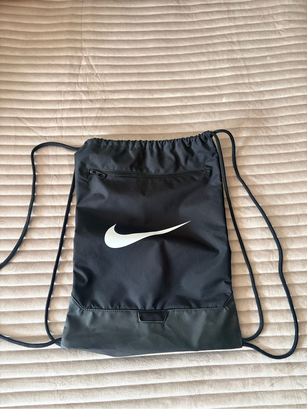 Nike Black Drawstring Gym Sack with White Swoosh